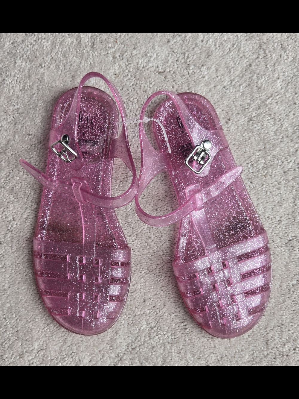 GAP Pink Glitter Jelly Sandals with Buckle Strap